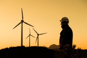 Industrial engineer in a windfarm