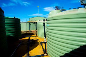Green industrial water tanks