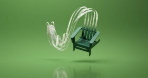 plastic bag turning into chair.