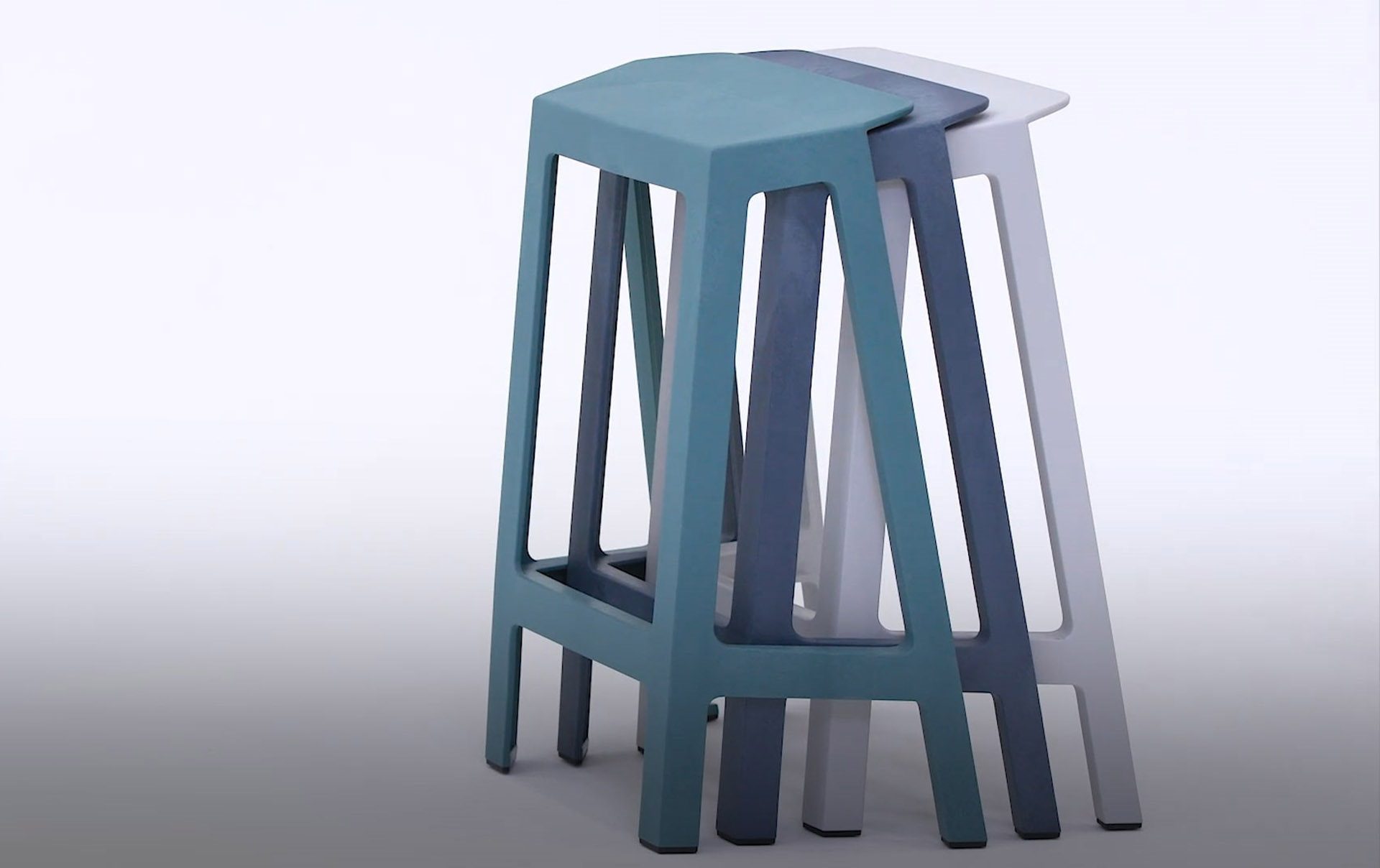 blue stool made from waste material that comes from used electronics