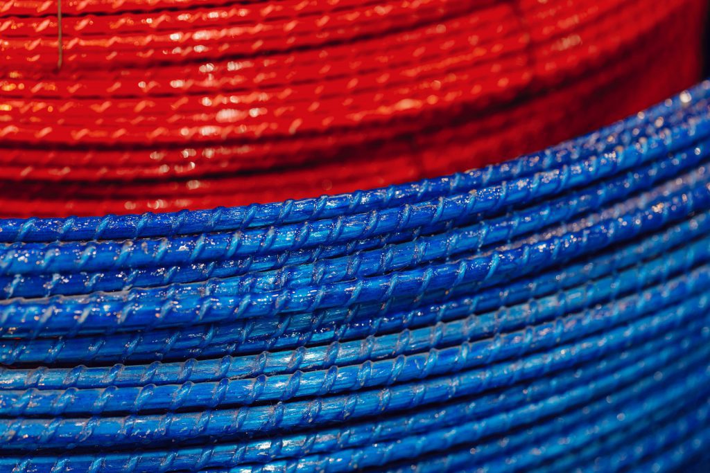 blue and red rebar