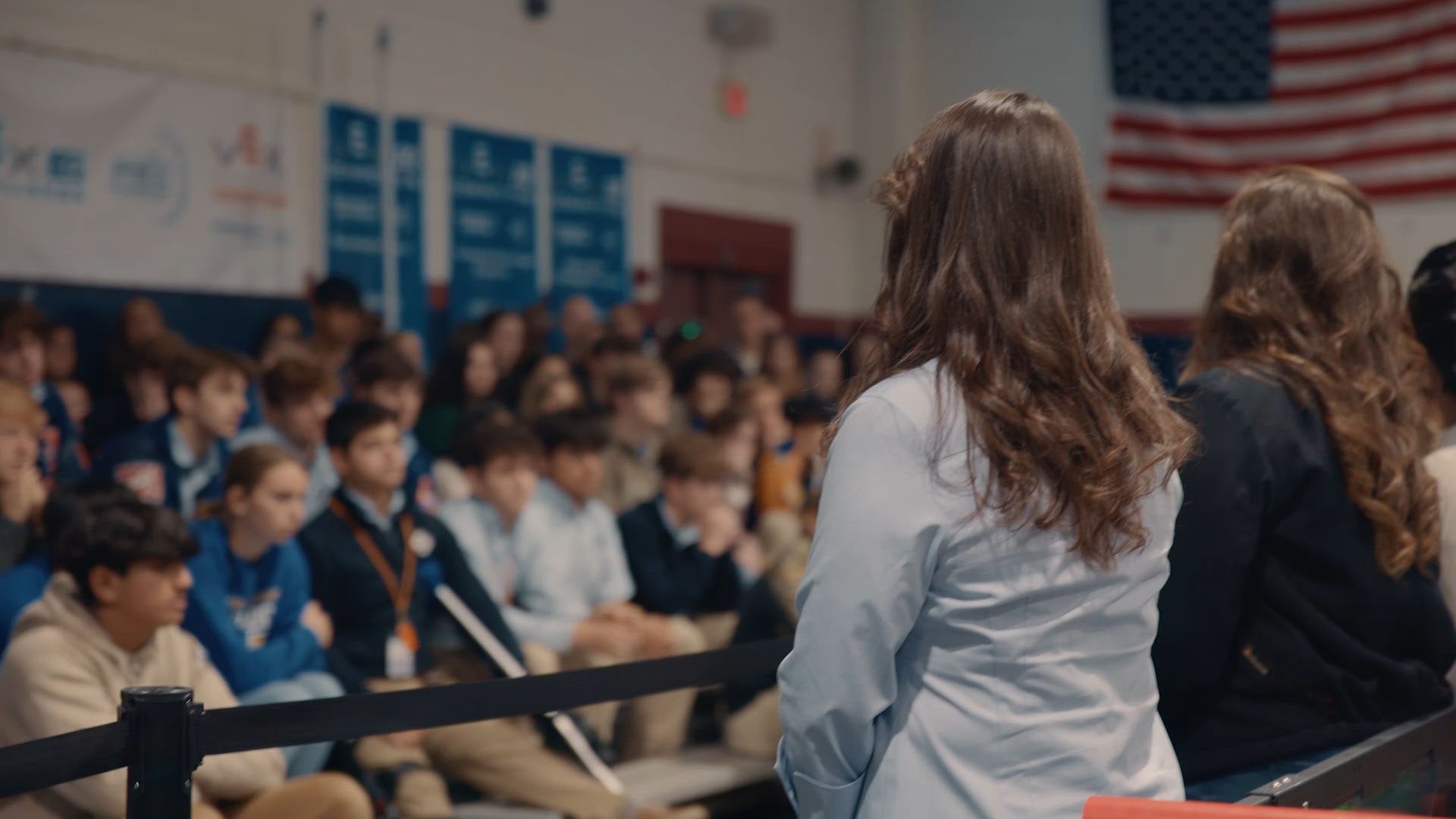 Brenna, optimization engineer, LyondellBasell presenting to children