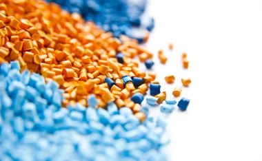 Blue and orange pellets.