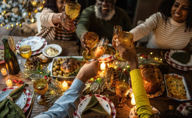 Family toasting on Christmas dinner