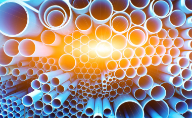 PVC pipes and sun light background.